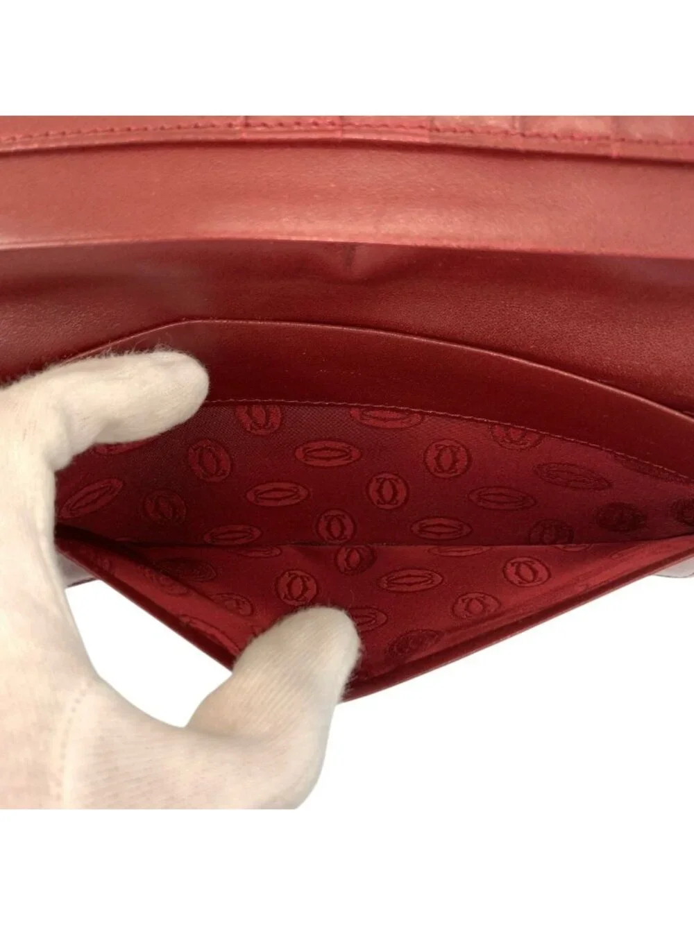 Cartier Must Line Bordeaux Gold Leather Wallet Billfold